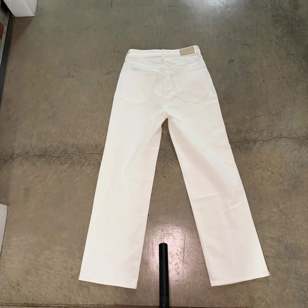 Lucchese Jolene Jeans Womens 26 White Good High Rise Ankle Wide Leg Italian - Picture 2 of 6